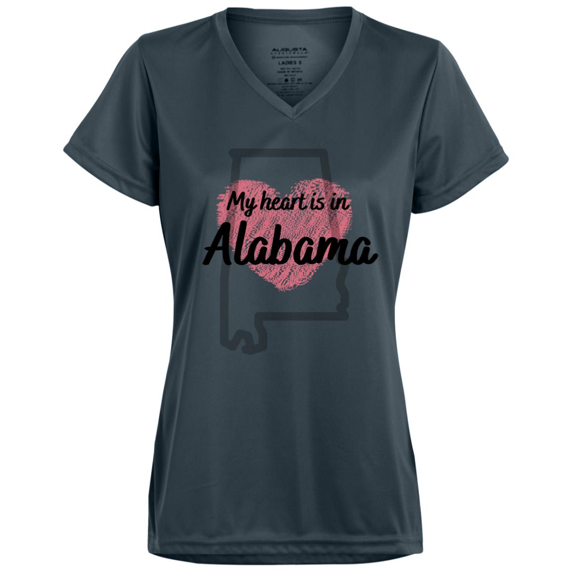 Alabama Ladies Moisture-Wicking V-Neck Tee: My heart is in AL