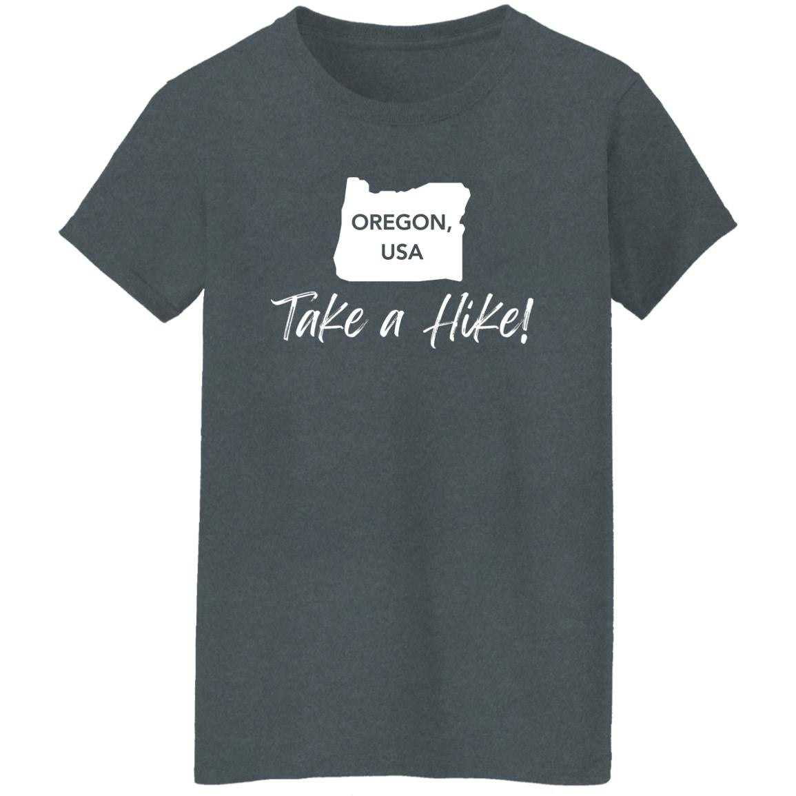 Adventurer Ladies' 5.3 oz. T-Shirt - Take a Hike Oregon white print