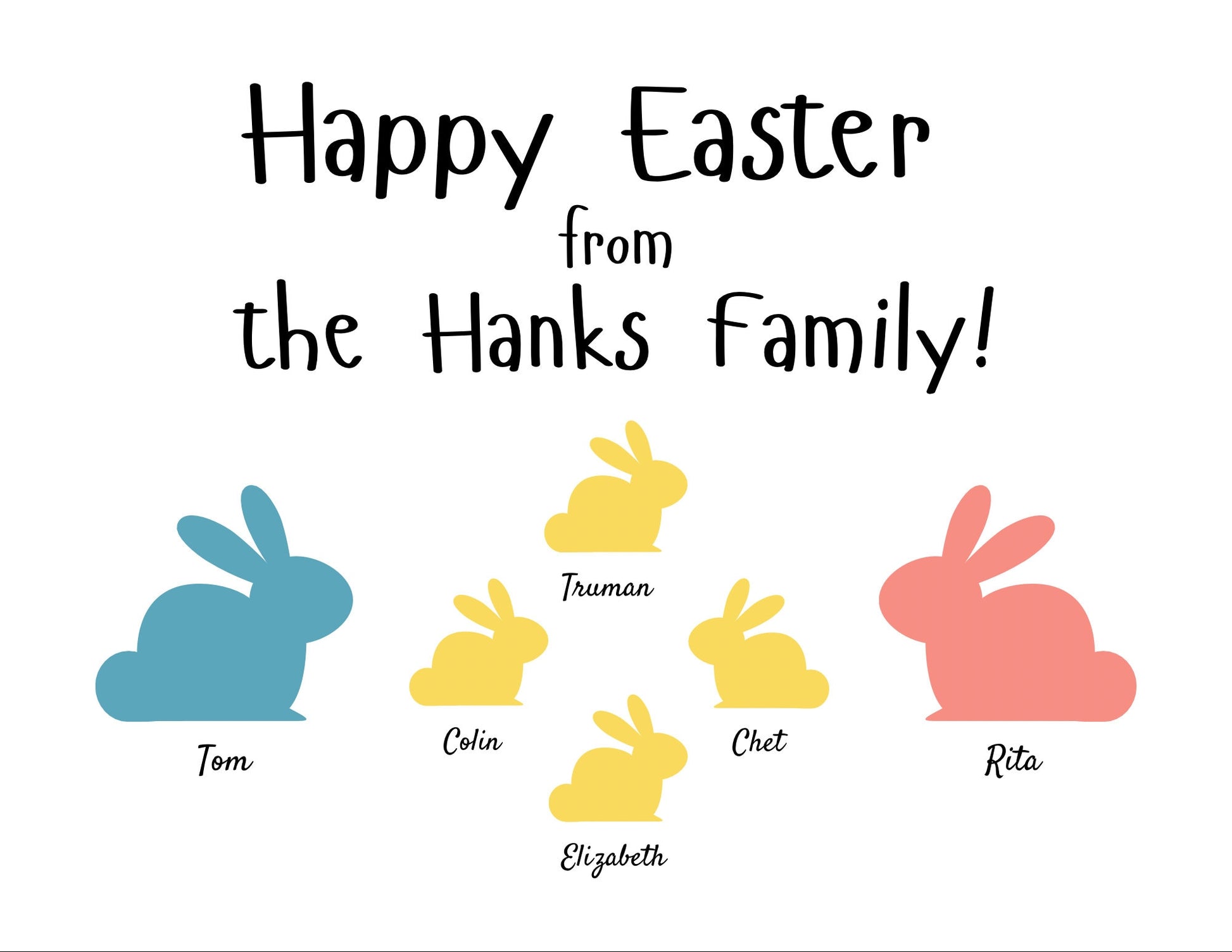Easter Greeting Cards Family Name Printable