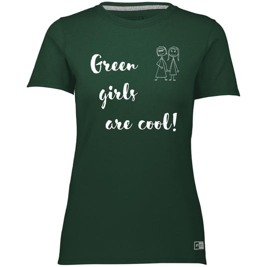 Green Girls Are Cool white font-Ladies’ Essential Dri-Power Tee (64STTX )